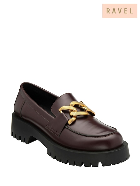 Ravel Burgundy Burgundy Chunky Cleated Sole Loafers (E96353) | €80
