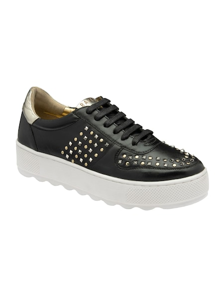 Ravel Black Leather Lace-Up Trainers (E96360) | €60