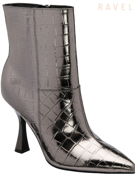 Ravel Grey Croc-Print Pointed-Toe Ankle Boots (E96368) | 4,806 UAH