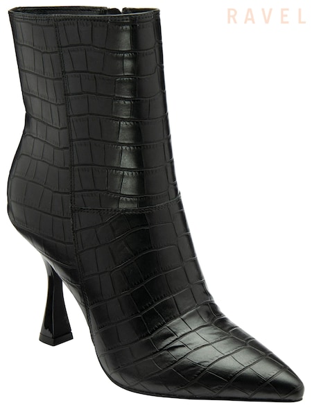 Ravel Black Croc-Print Pointed-Toe Ankle Boots (E96369) | 4,806 UAH
