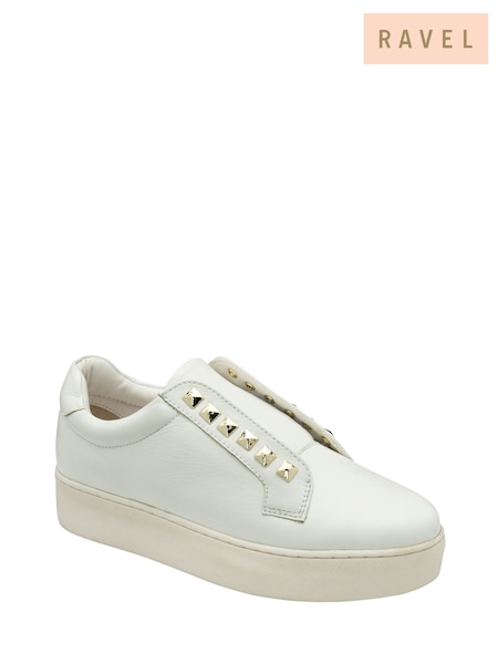 Ravel White Leather Slip-On Trainers (E96386) | €114