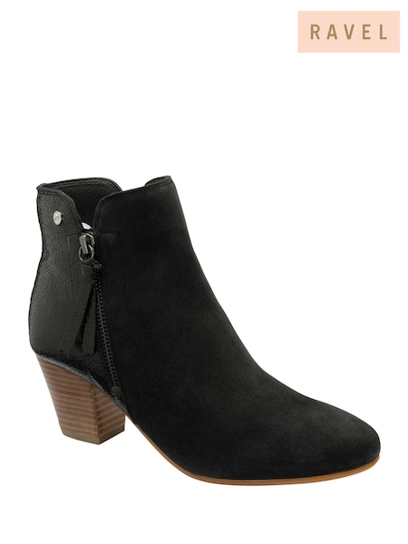 Ravel Black Suede Heeled Ankle Boots (E96388) | €150