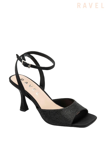 Ravel Black Peep-Toe Block-Heel Mule Sandals (E96389) | 322 QAR