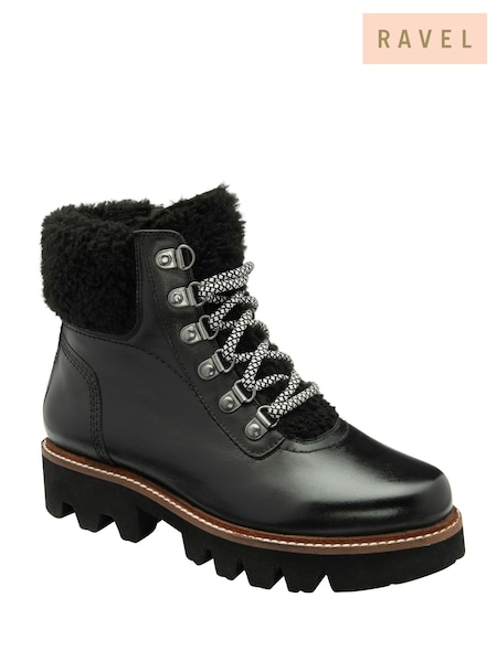 Ravel Black Leather Zip Up Ankle Boots (E96392) | ₪503
