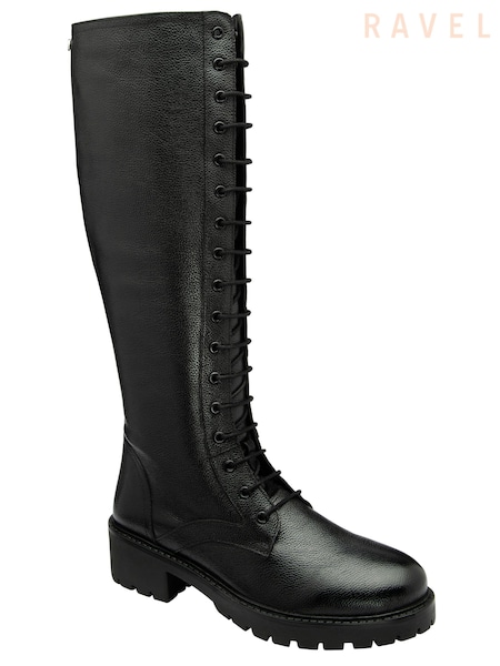 Ravel Leather Round-Toe Zip-Up Knee-High Boots (E96397) | 968 LEI