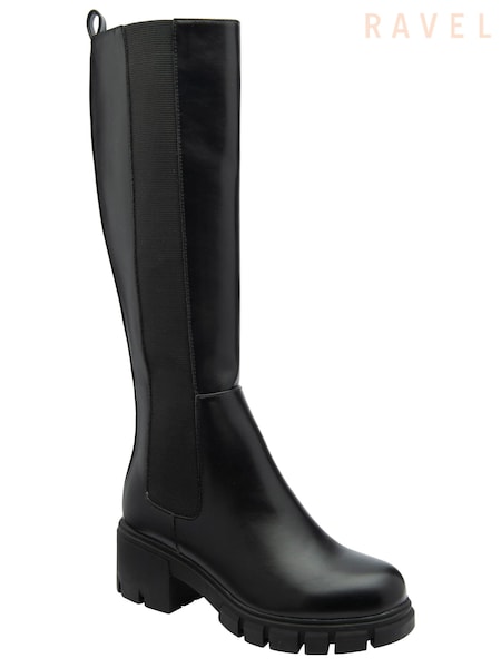 Ravel Black Zip-Up Knee-High Boots (E96400) | €141