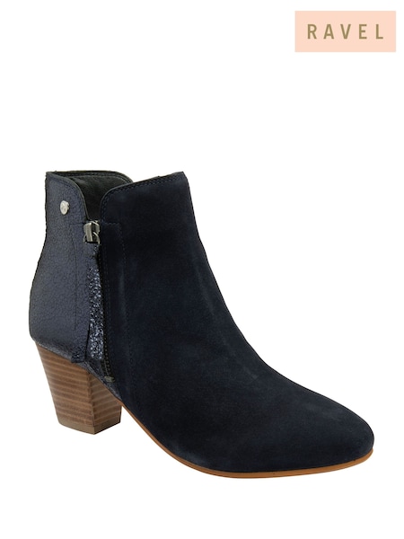 Ravel Blue Suede Heeled Ankle Boots (E96404) | €121