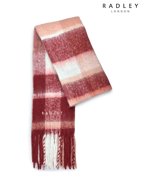 Radley London Red Fluffy Check Scarf (E96439) | €49