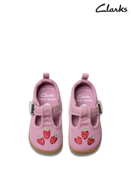 Clarks Pink Standard Fit (F) Pre-Walker Grow Toddler Canvas Shoes (E96444) | kr314