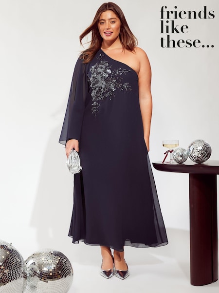 Friends Like These Curve One Shoulder Embellished Maxi Dress (E96493) | €62
