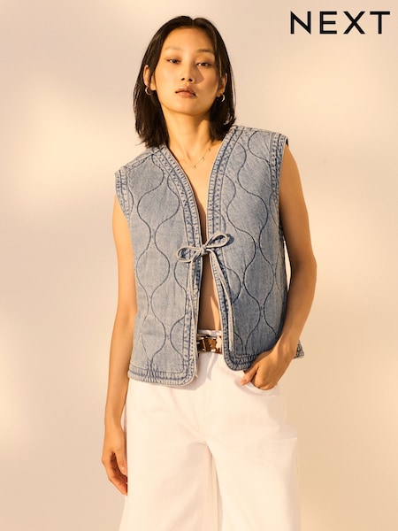Indigo Blue 100% Cotton Quilted Denim Gilet (E96567) | €40