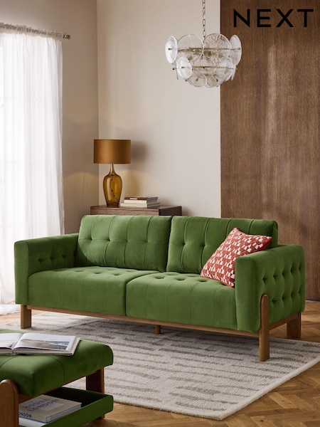 Soft Velvet Olive Green Beaumont 3 Seater Small Sofa (E96575) | €1,150