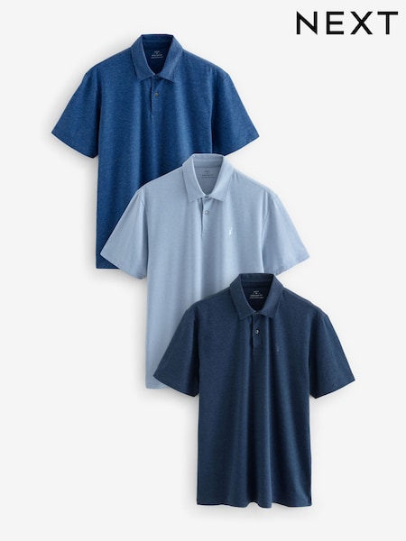 Blue Marls Regular Fit Short Sleeve Jersey Polo Shirts 3 Pack (E96589) | 198 QAR