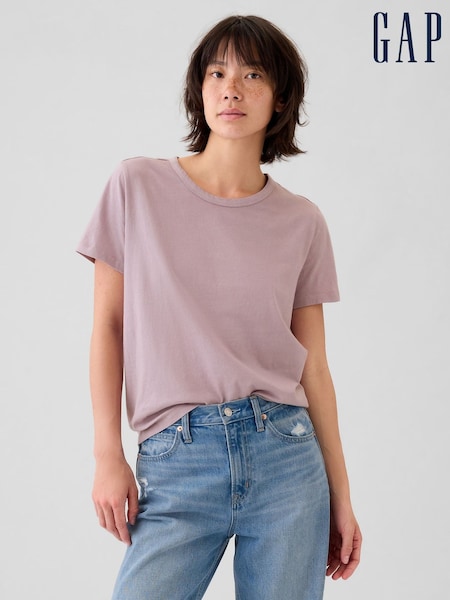 Gap Purple Crew Neck Vintage 100% Organic Cotton Short Sleeve T-Shirt (E96634) | €11.50