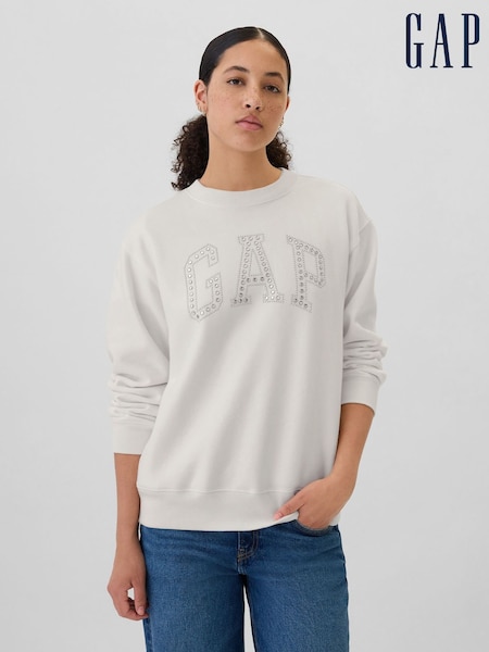 Gap White Diamante Logo Crew Neck Jumper (E96635) | €20.50