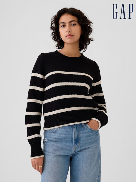 Gap Black Stripe Soft Cotton Shrunken Roll Neck Jumper (E96637) | €23