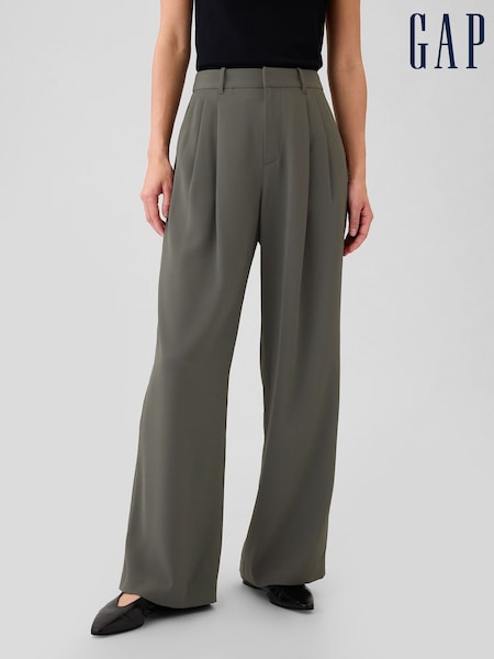 Gap Dark Green 365 High Waisted Pleated Trousers (E96657) | €29