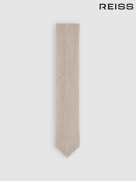 Reiss Champagne Punto Silk Knitted Tie (E96663) | €104