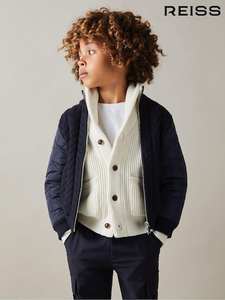 Reiss Navy Arnold 9-13 yrs Hybrid Quilt-Knit Jacket (E96671) | €82