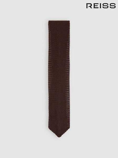 חום כהה - Reiss Punto Silk Knitted Tie (E96675) | ‏496‏₪