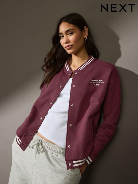 Burgundy Punainen - Chicago Slogan Takaisin Graafinen Baseball Letterman Varsity Takki (E96696) | €82