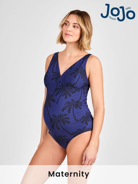 JoJo Maman Bébé Maternity Palm Tree V-Neck Swimsuit (E96725) | ‏161‏₪