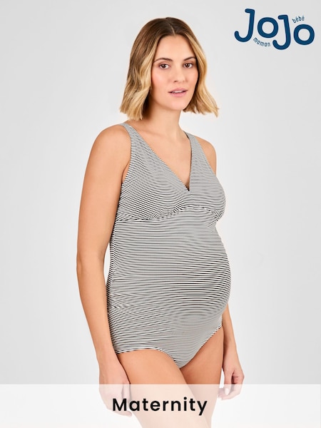 JoJo Maman Bébé Black Maternity Stripe Textured V-Neck Swimsuit (E96731) | 1,923 UAH