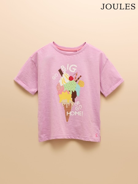 Joules Fundays Purple Printed T-Shirt (E96744) | R$ 120 - R$ 140