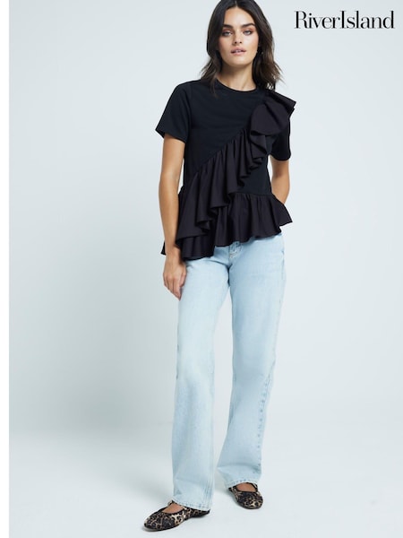 River Island Poplin Frill T-Shirt (E96755) | 19 €