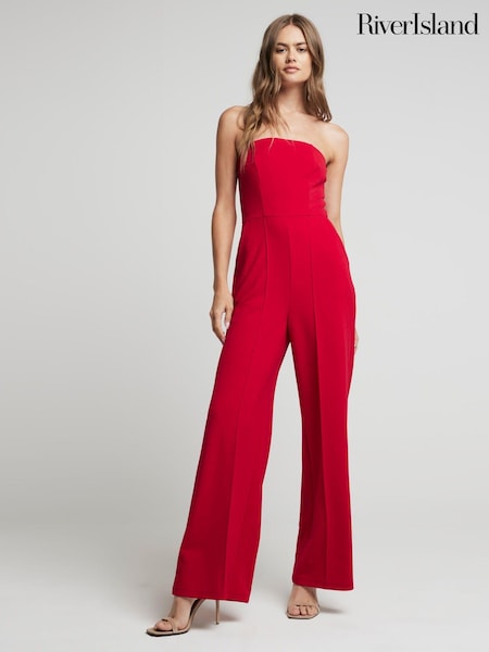 Красный - River Island Bandeau Wide Leg Jumpsuit (E96766) | €22