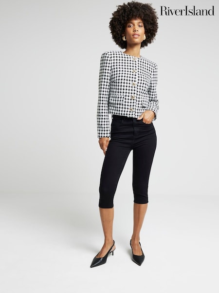 River Island Cropped Boucle Trophy Jacket (E96806) | 234 LEI