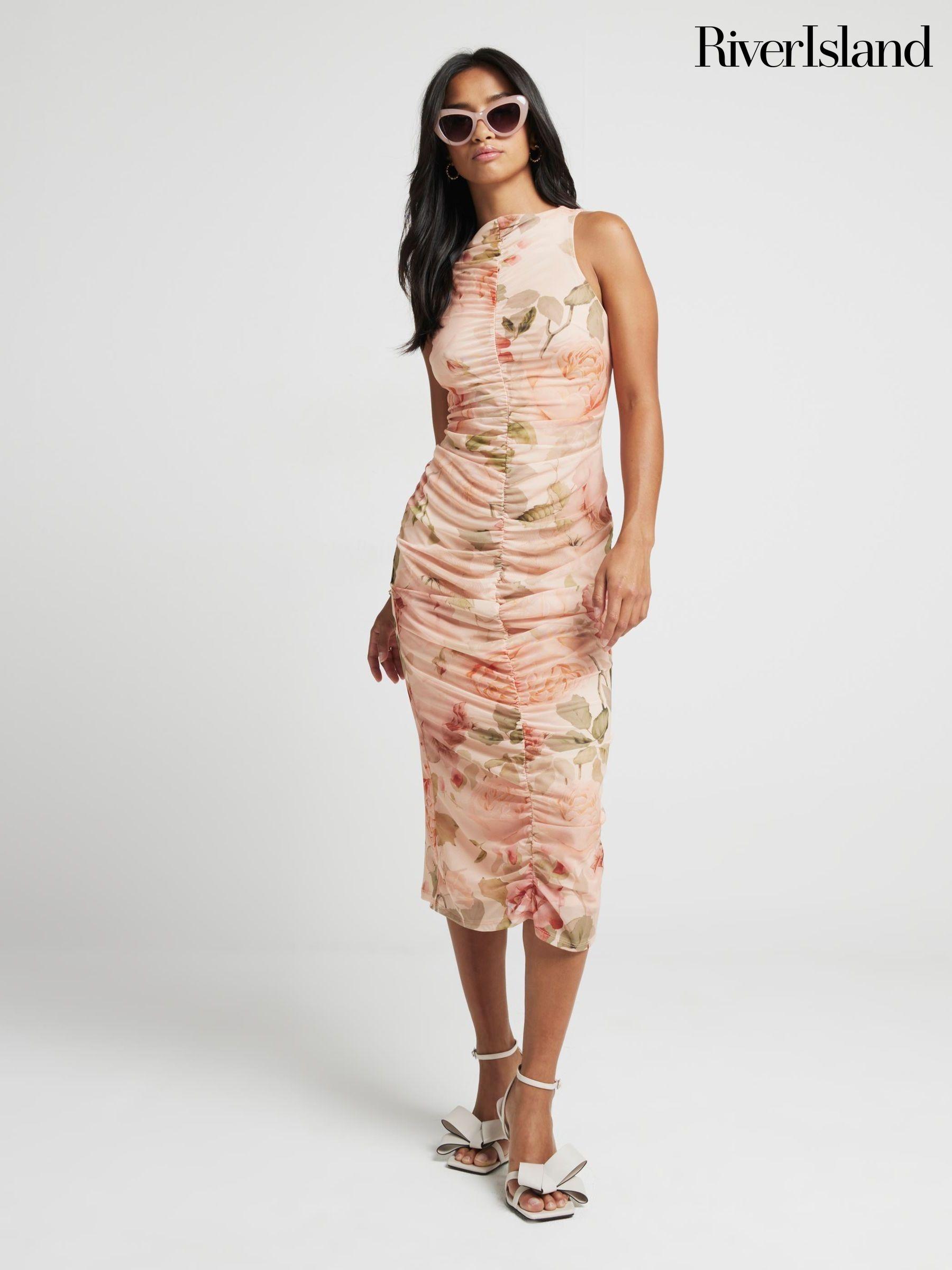 Women s River Island Pink Midi Floral Dresses Next Oman