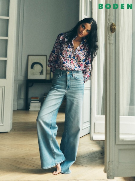 Boden Blue High Rise Wide Leg Jeans (E96846) | ₪493