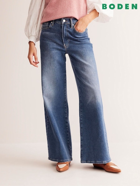Boden Blue Chrome High Rise Wide Leg Jeans (E96857) | AZN 246