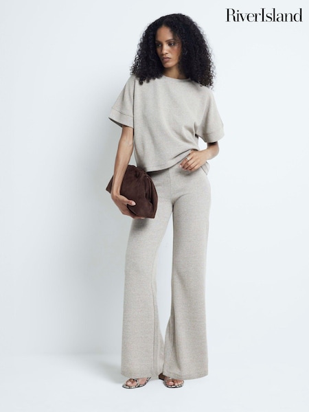 River Island Wide Leg Crochet 100% Cotton Trousers (E96884) | ‏151‏₪