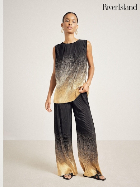 River Island Ombre Foil Plisse Top (E96885) | 114 LEI