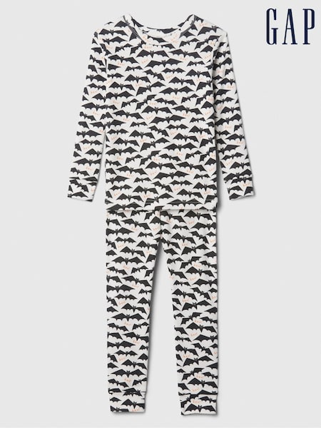 Gap Black/White Bats Halloween Long Sleeve Pyjama Set (6mths-5yrs) (E96937) | €9