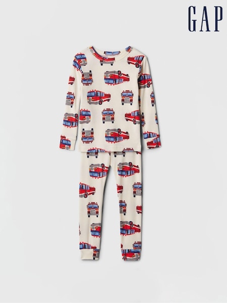 Gap Cream Fire Truck Cotton Long Sleeve Pyjamas (6mths-5yrs) (E96941) | €12.50