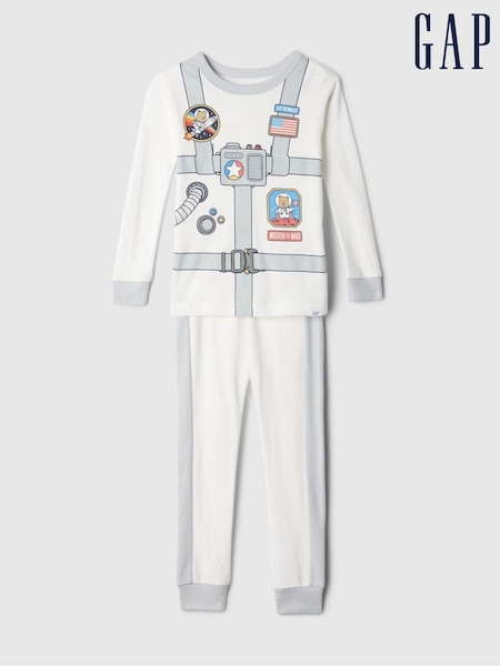 Gap White Astronaut Cotton Long Sleeve Pyjamas (6mths-5yrs) (E96961) | €10.50
