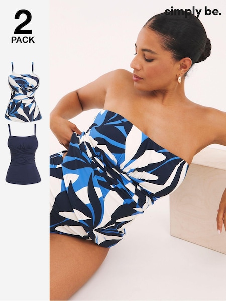 Simply Be Magisculpt Bandeau Tankini Tops 2 Pack (E97003) | 260 LEI
