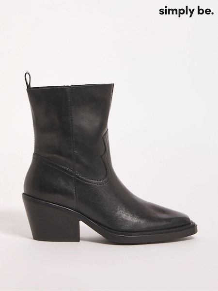 Simply Be Black Extra Wide Fit Stretch Ankle Western Boots (E97022) | €43