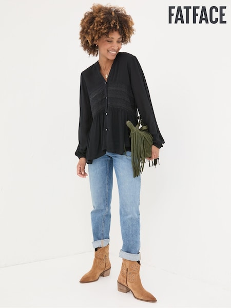 FatFace Black Lou Embroidered Blouse (E97030) | €39.50