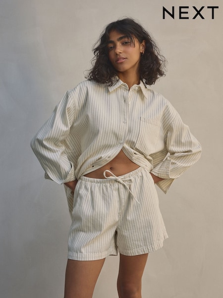 White Stripe Pull on Denim Shorts (E97032) | 1,060 UAH