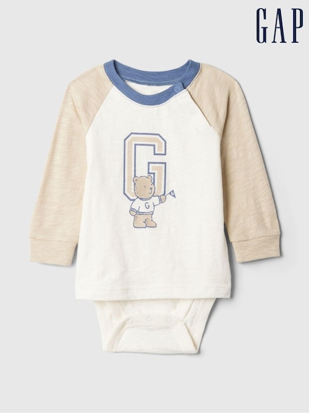 Gap White Varsity One-Piece (Newborn-24mths) (E97144) | €13.50