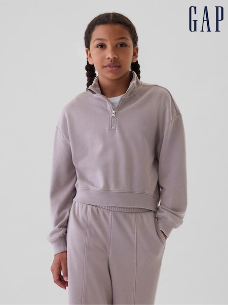 Gap Purple Vintage Soft Half Zip Cropped Pullover (4-13yrs) (E97194) | €31
