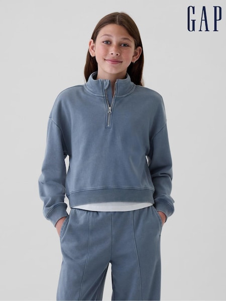 Gap Blue Vintage Soft Half Zip Cropped Pullover (4-13yrs) (E97195) | €31