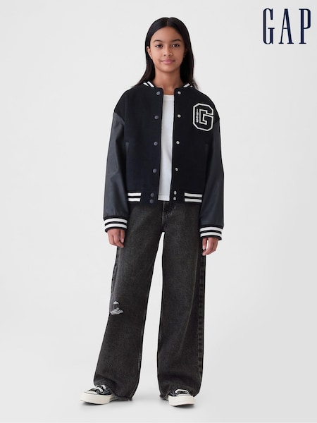 Gap Black High Waisted Wide Leg Distressed Jeans (5-13yrs) (E97206) | €43