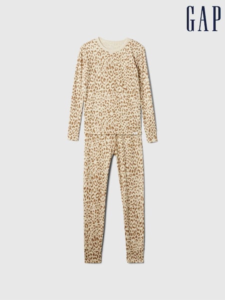 Gap Brown Leopard Print Cotton Long Sleeve Pyjama Set (4-13yrs) (E97209) | €15.50
