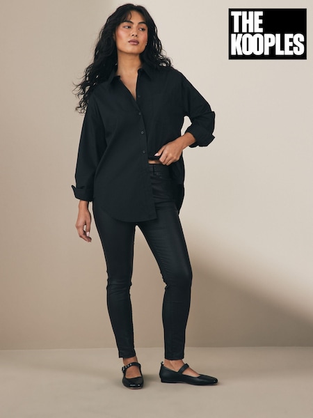 The Kooples Black Skinny Denim Coated 100% Cotton Jeans (E97236) | 767 QAR