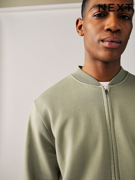 Green Cotton Rich Jersey Bomber Jacket (E97246) | €34